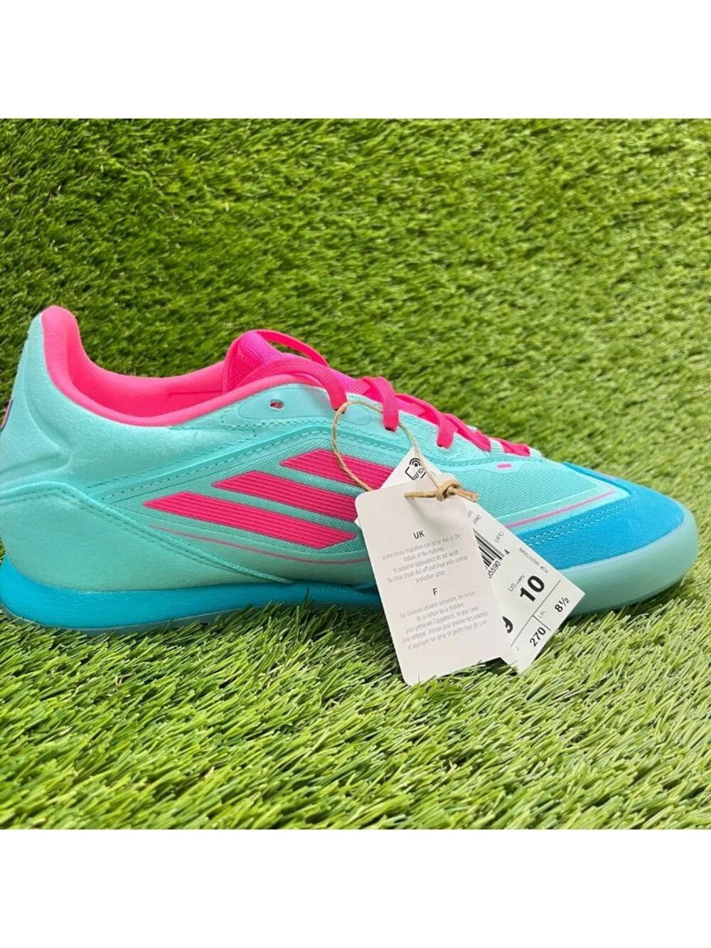 Adidas F50 Freestyle Messi Mens Size 9 Blue Pink Athletic Soccer Shoes Sneakers